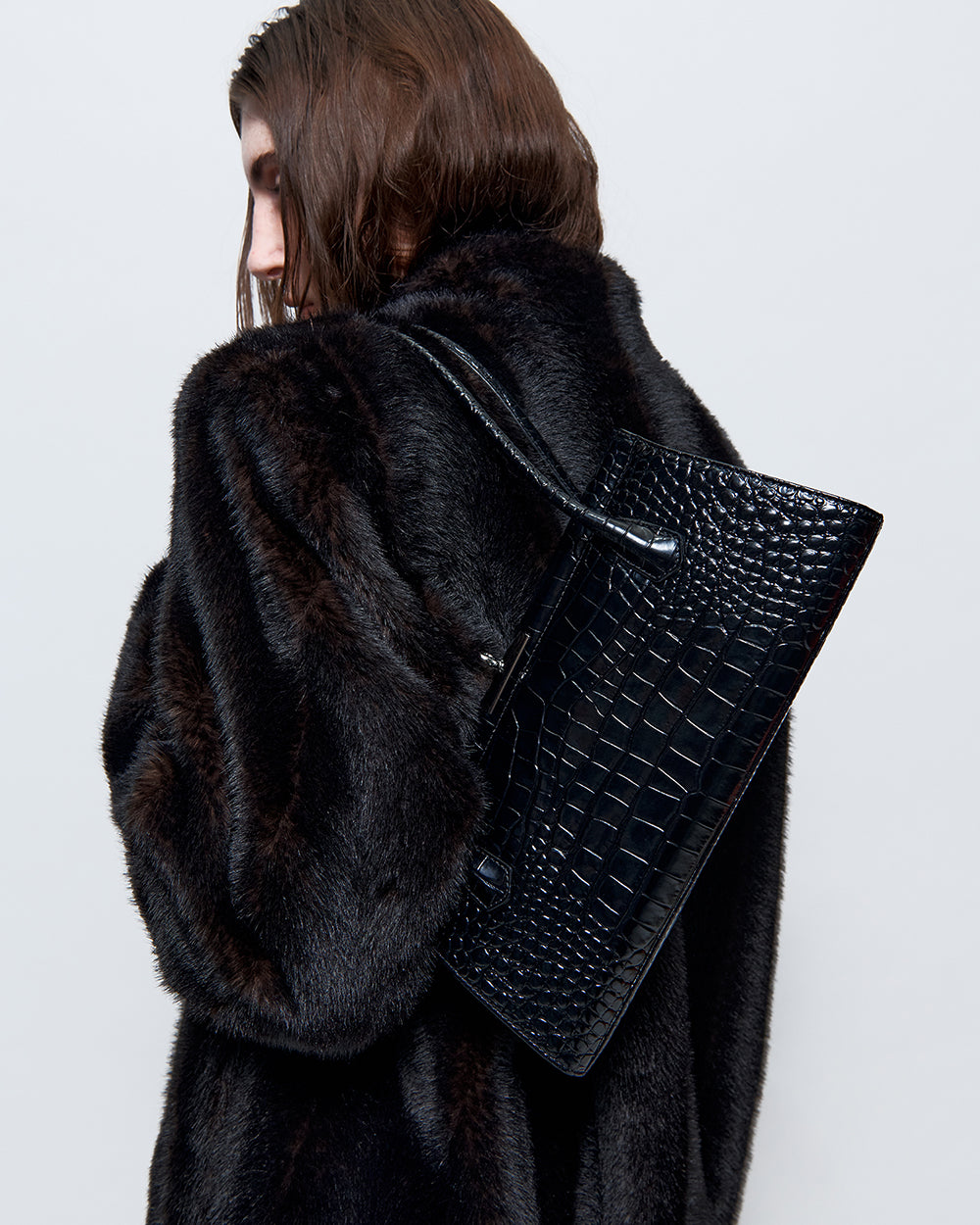 Como Bag - Black (Croc Embossed)