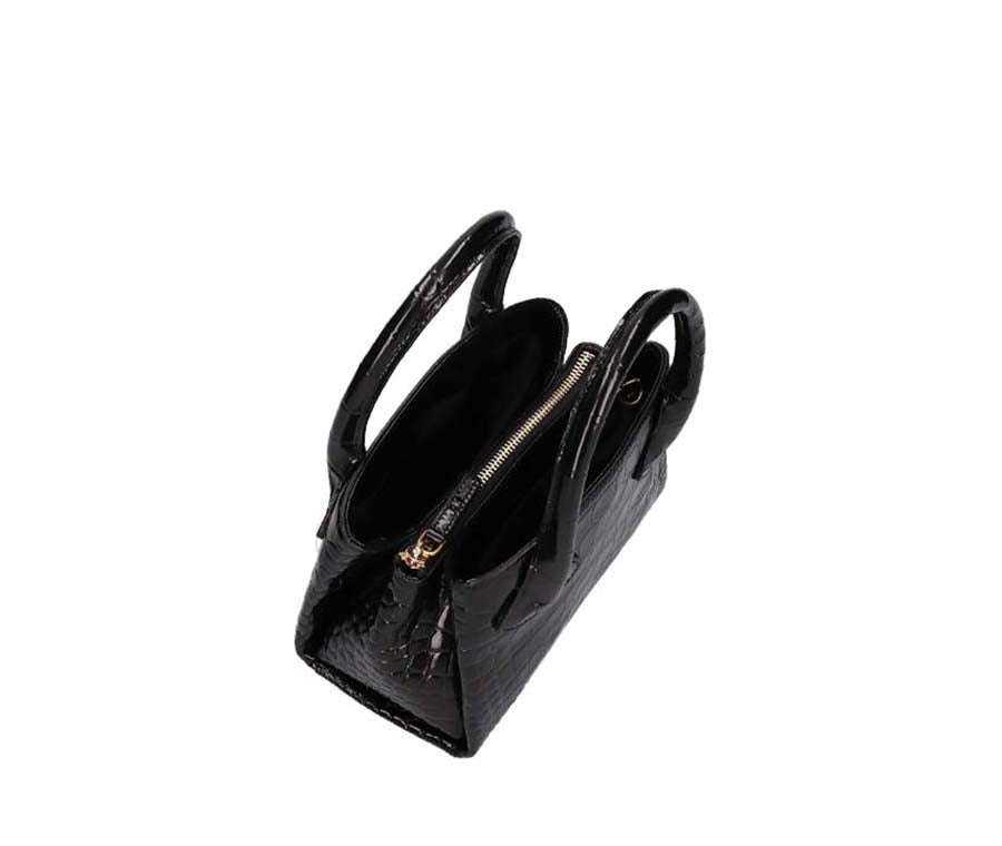 Rufos S Bag - Black (Croc Embossed)