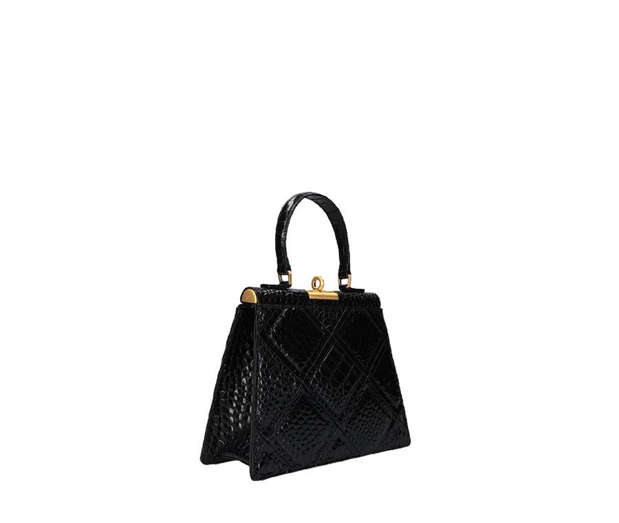 Rose Bag - Black (Croc Embossed)