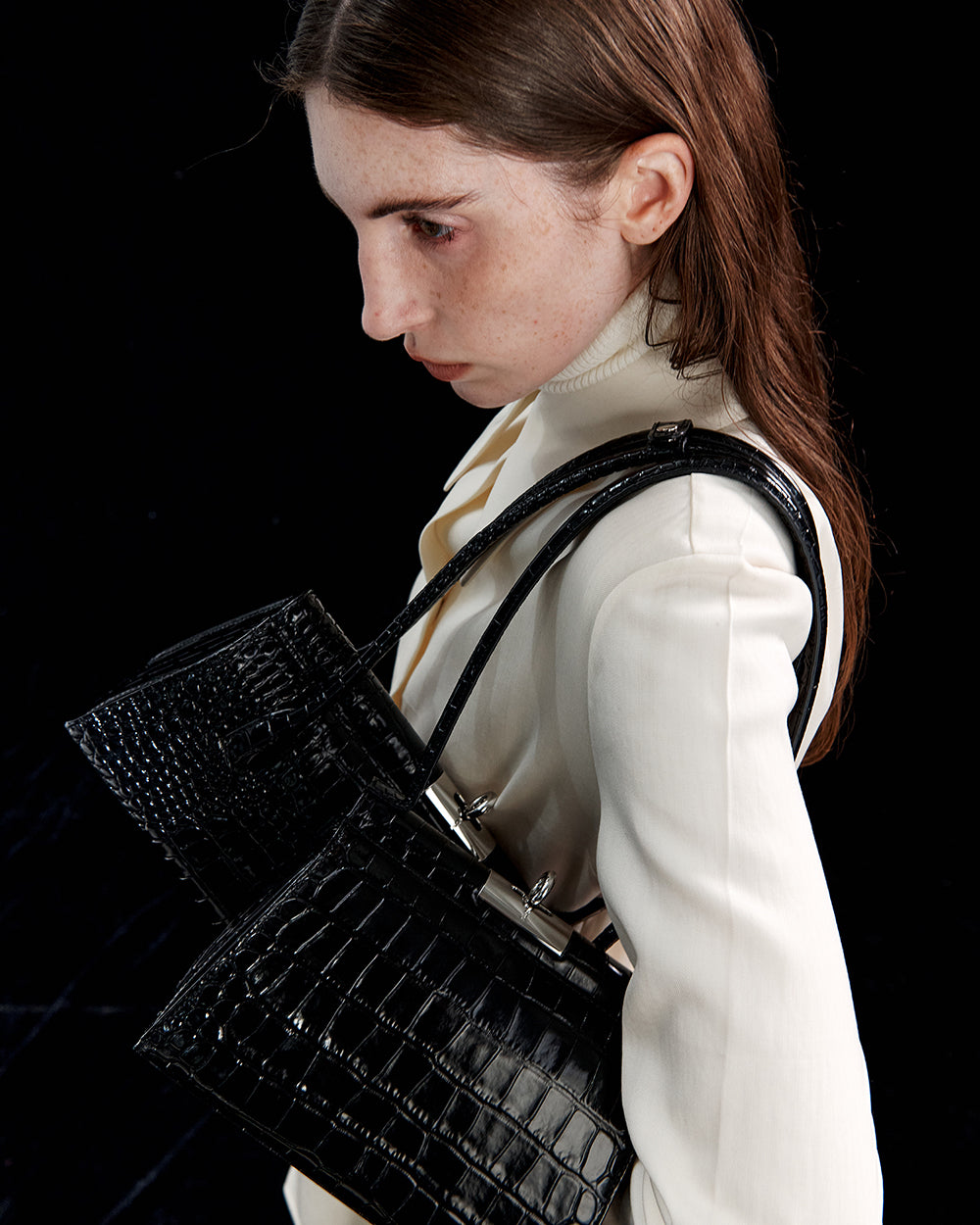 Como Bag - Black (Croc Embossed)