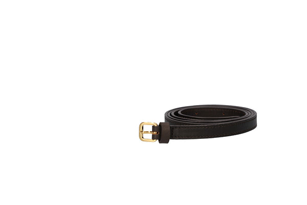 1.2cm Leather Belt - Dark Brown (Brushed off)