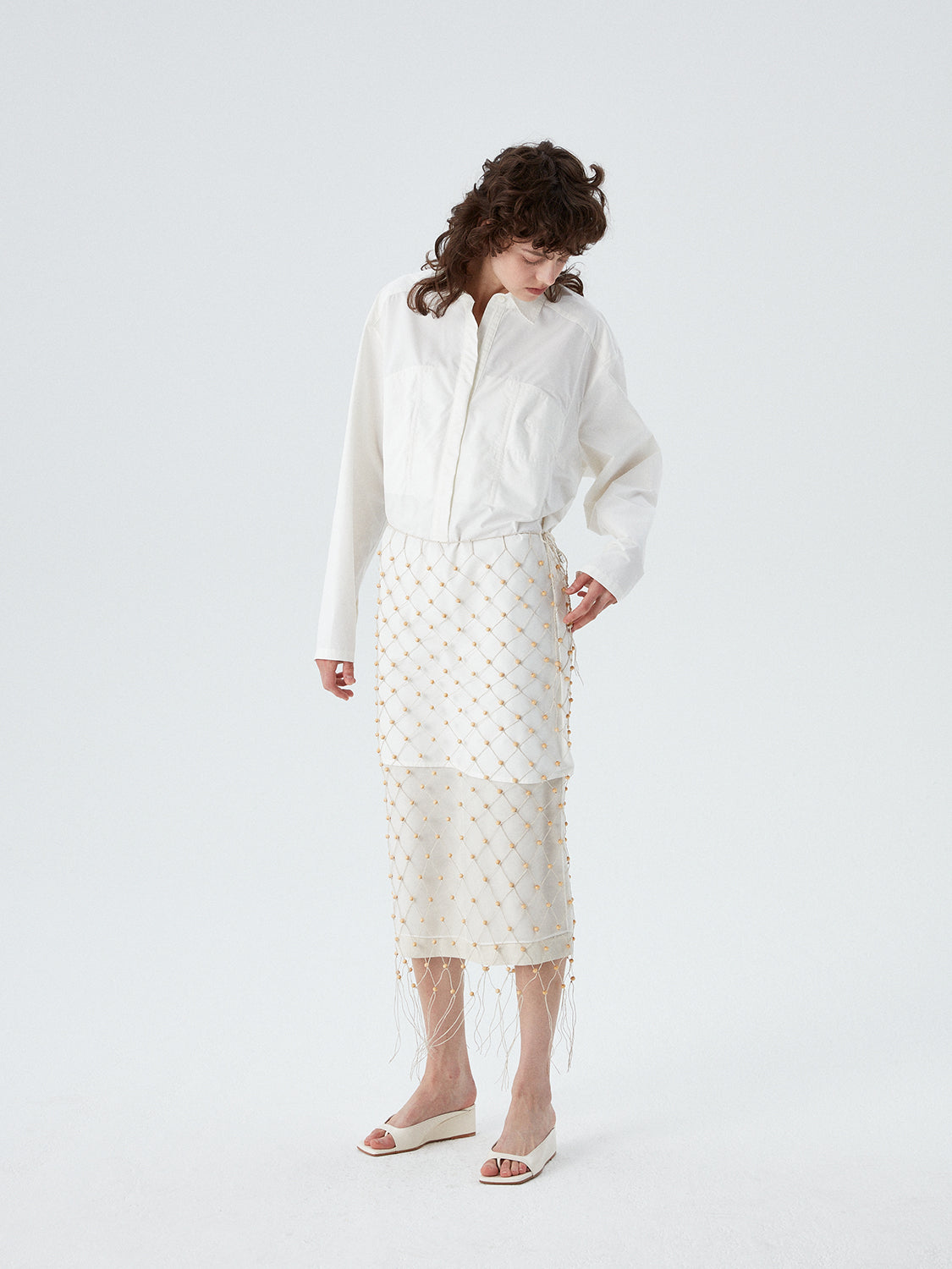 Karina Bustier Shirt Dress - White
