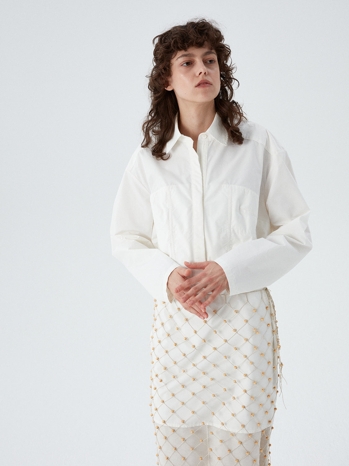 Karina Bustier Shirt Dress - White