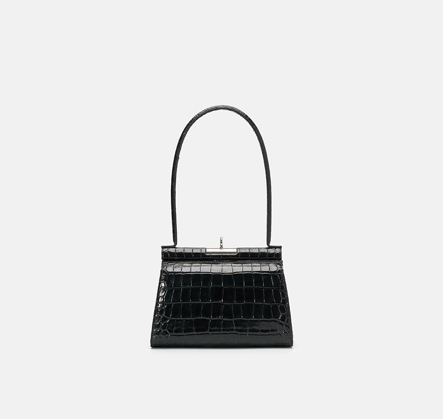 Puglia Bag - Black (Croc Embossed)