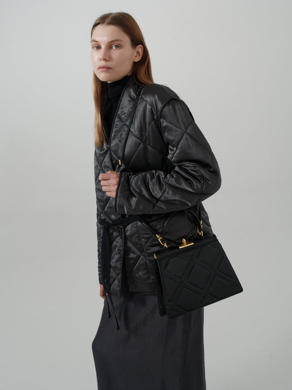 Rose Bag - Black (Croc Embossed)