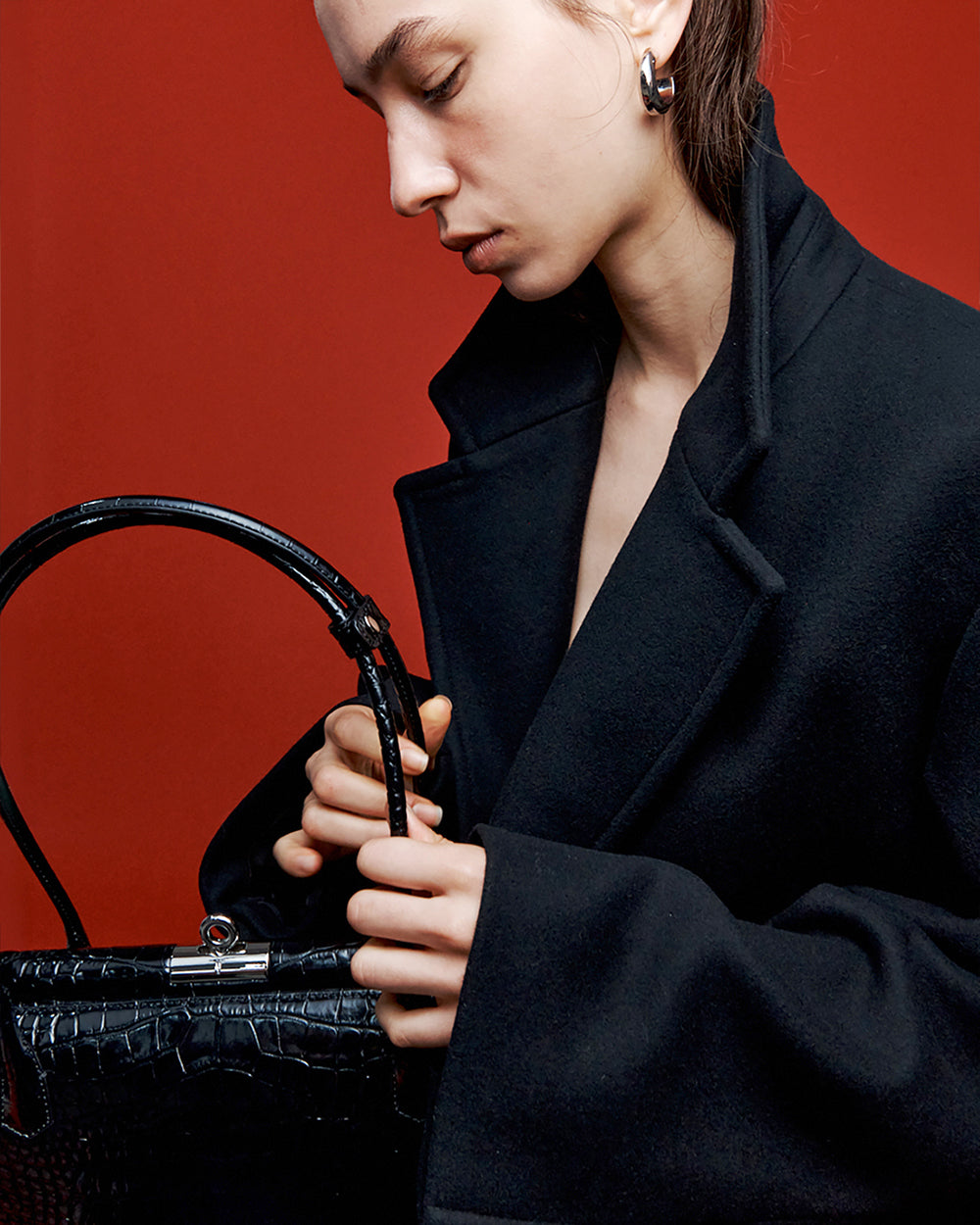 Como Bag - Black (Croc Embossed)