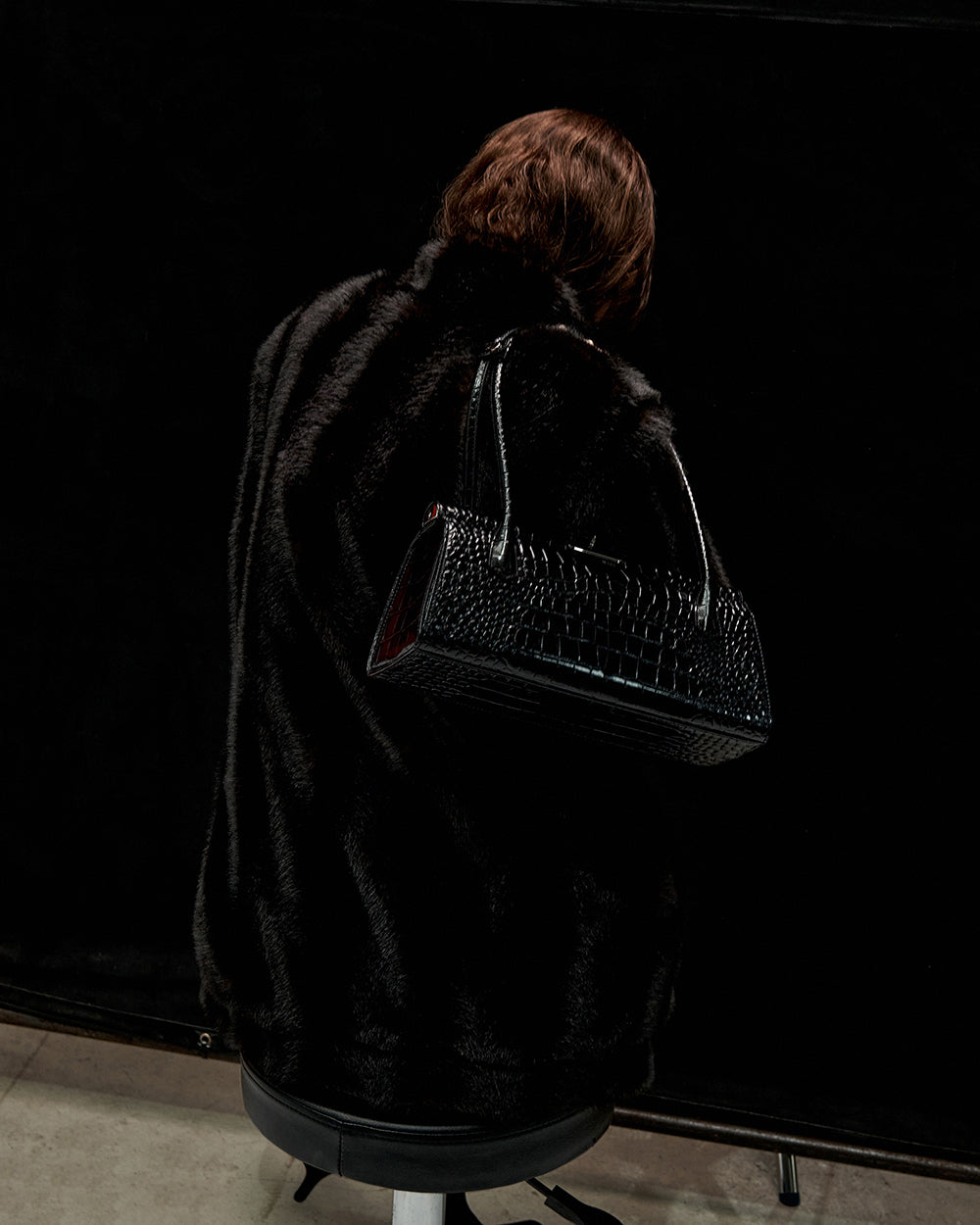 Como Bag - Black (Croc Embossed)