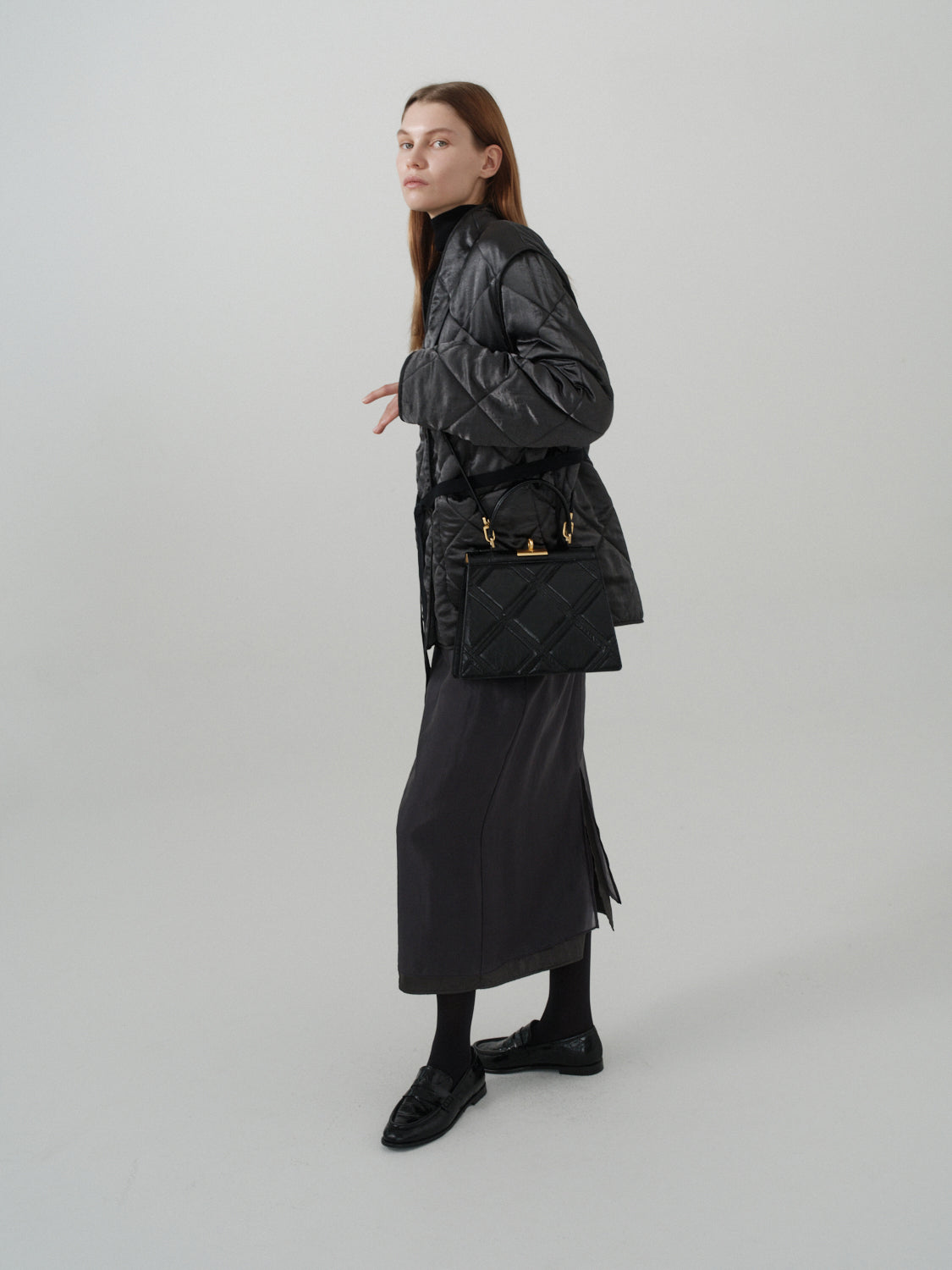Rose Bag - Black (Croc Embossed)
