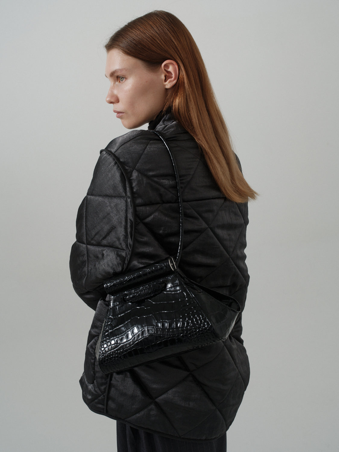 Any Bag - Black (Croc Embossed)