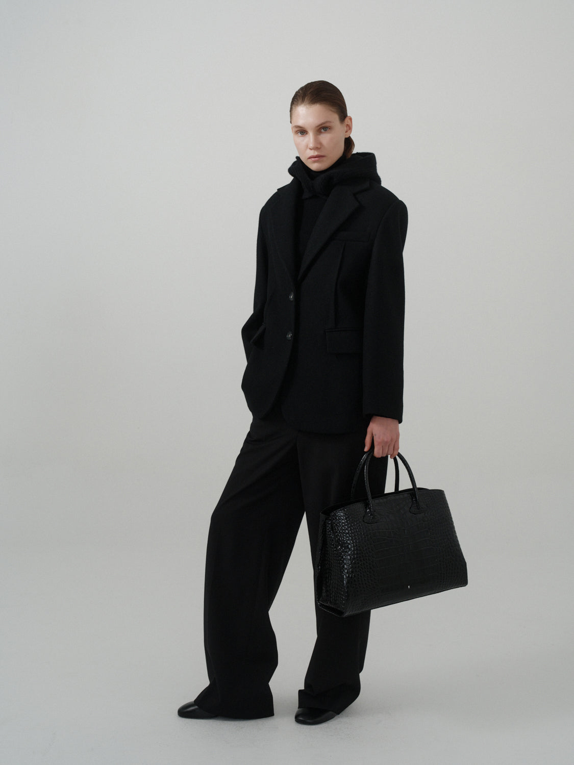 Rufos Bag - Black (Croc Embossed)