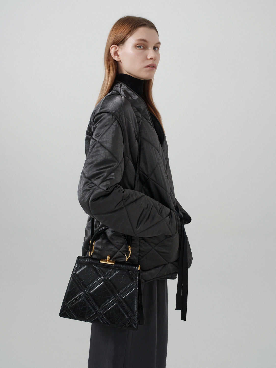 Rose Bag - Black (Croc Embossed)