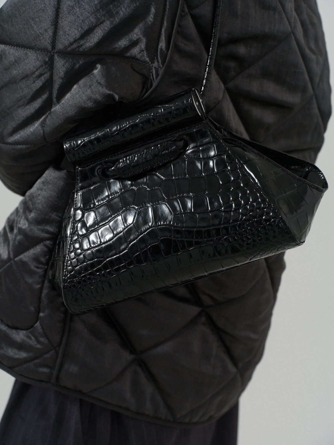 Any Bag - Black (Croc Embossed)