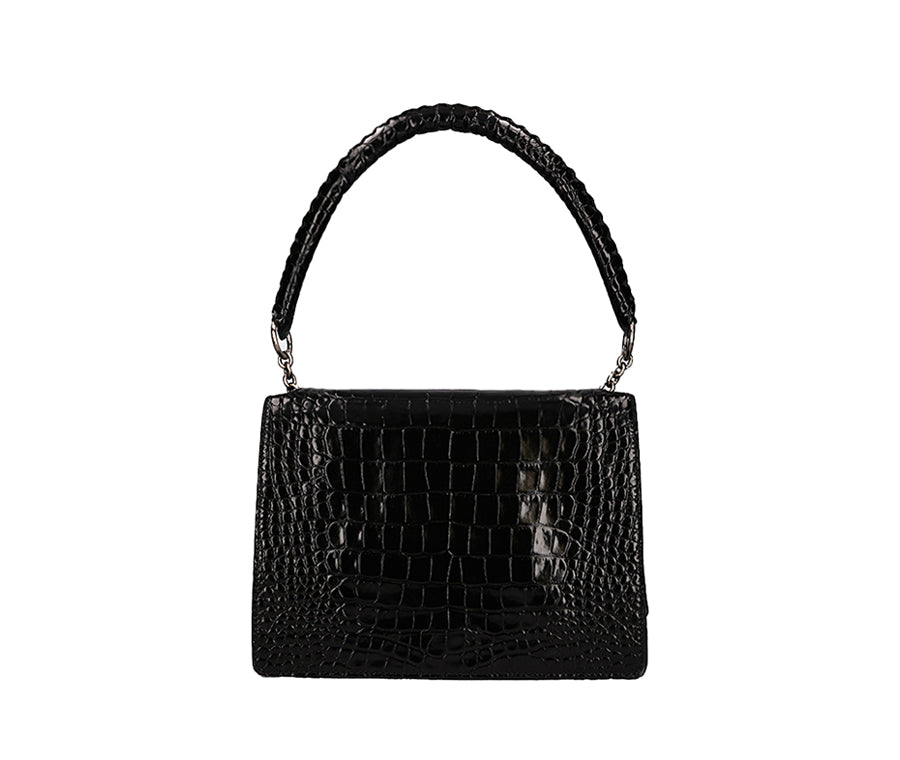 Fame Medium Bag - Black (Croc Embossed)