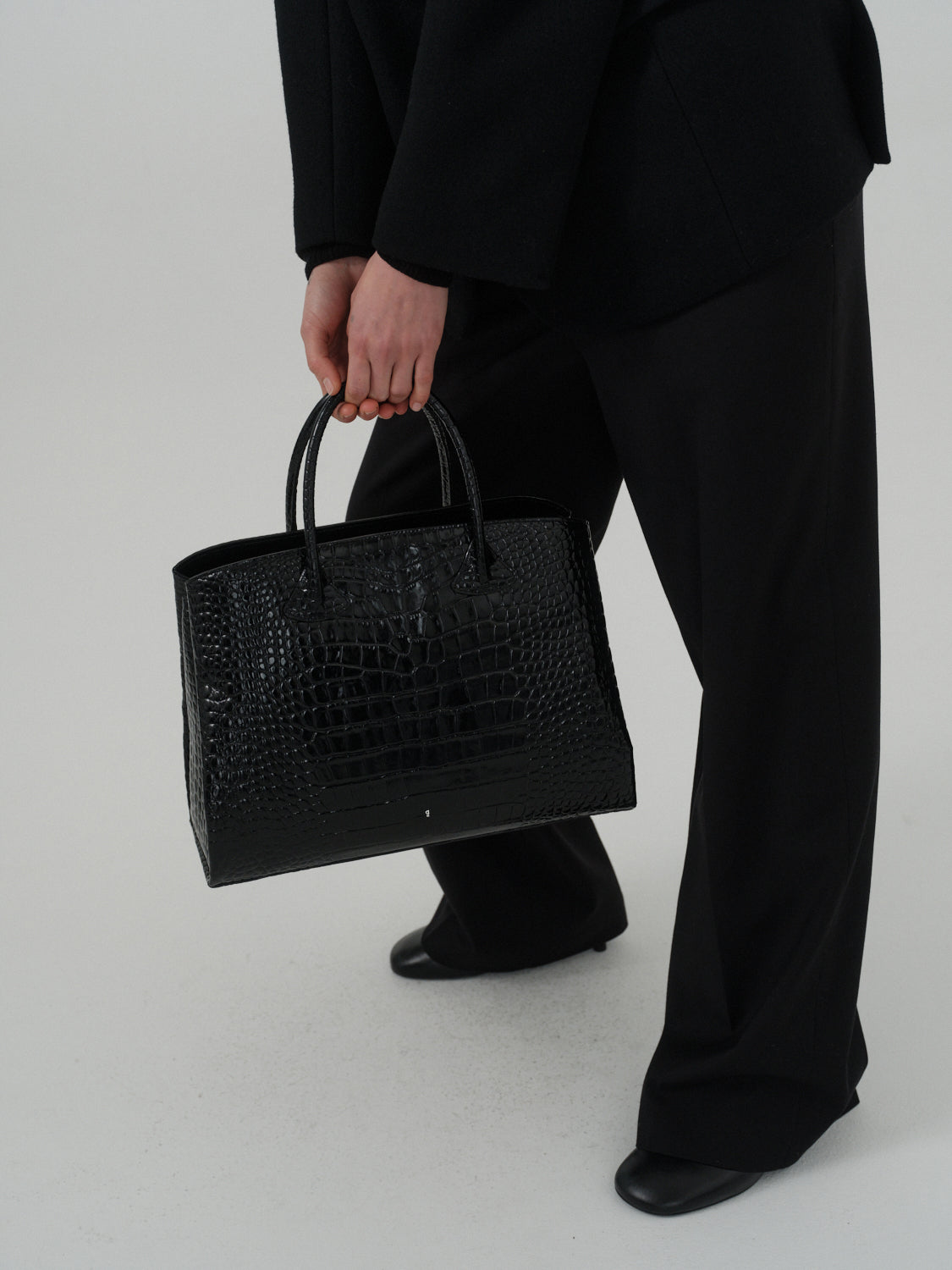 Rufos Bag - Black (Croc Embossed)