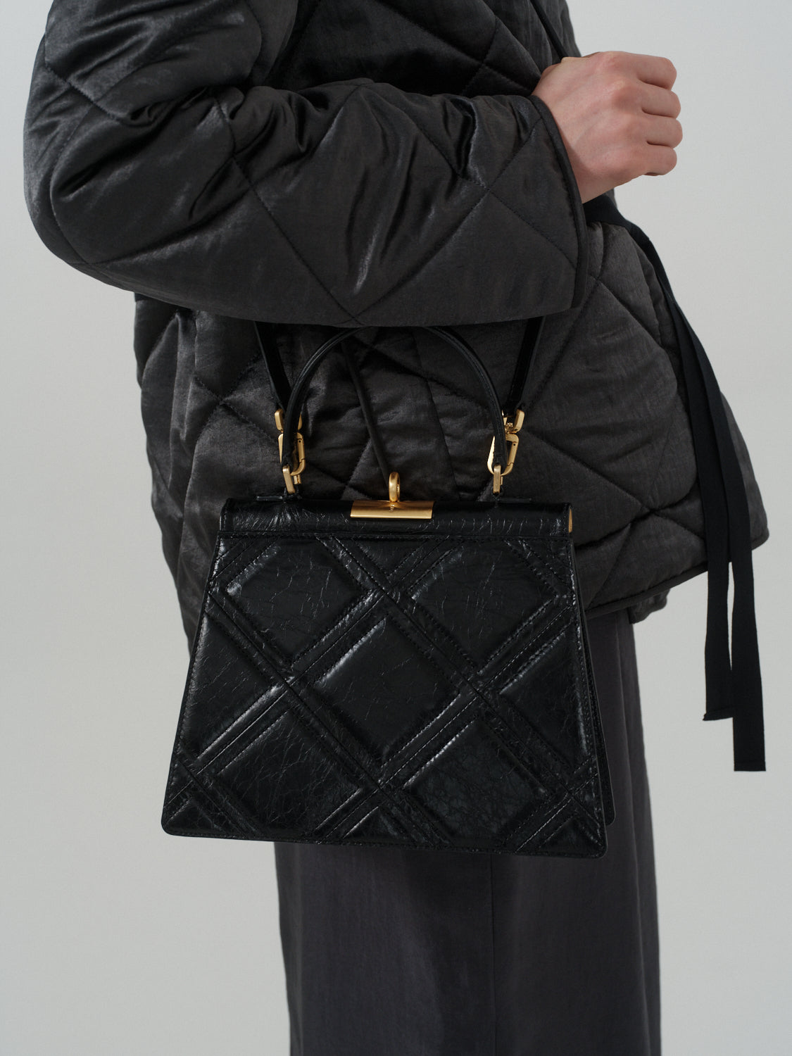 Rose Bag - Black (Croc Embossed)