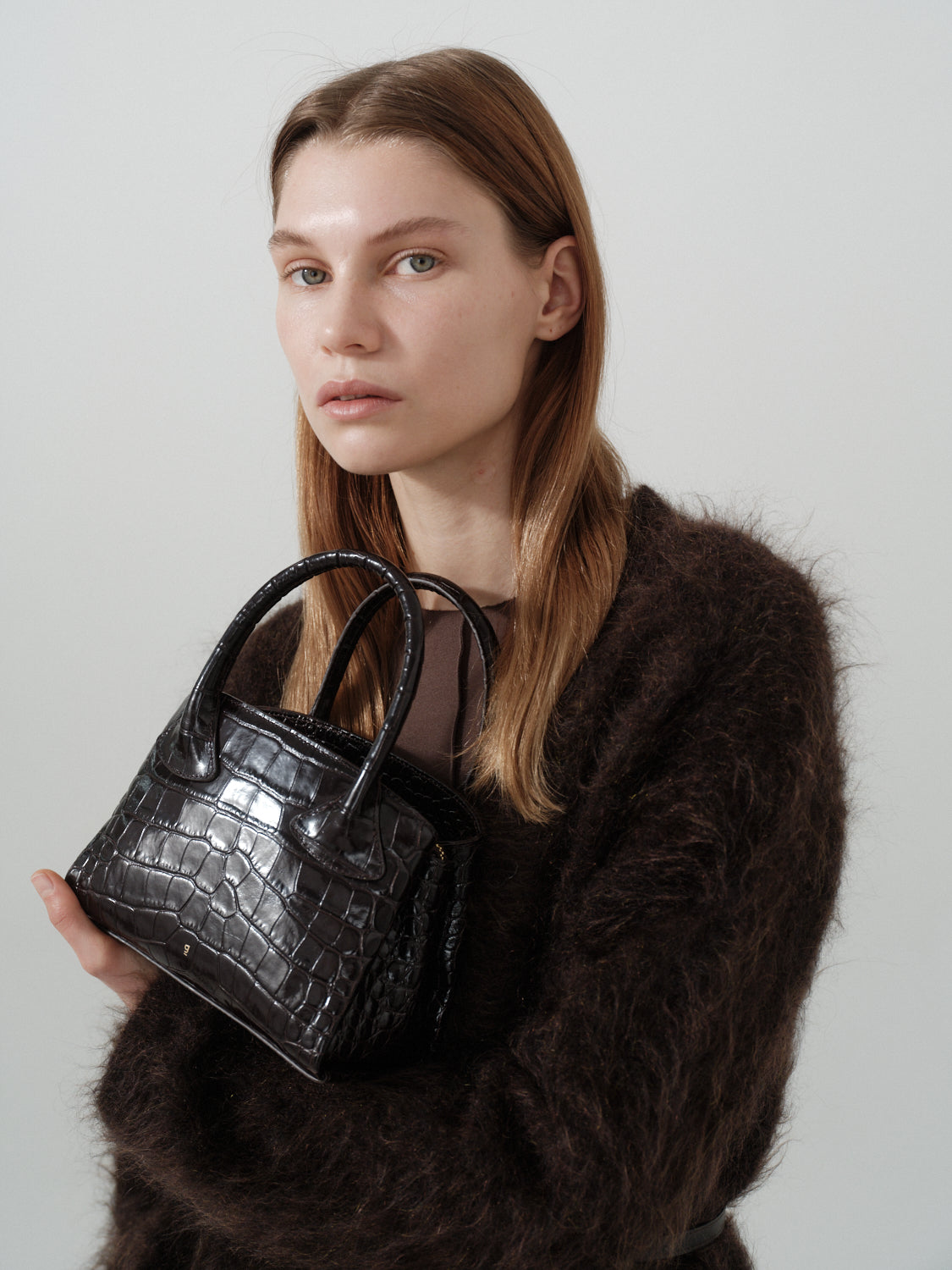 Rufos S Bag - Black (Croc Embossed)
