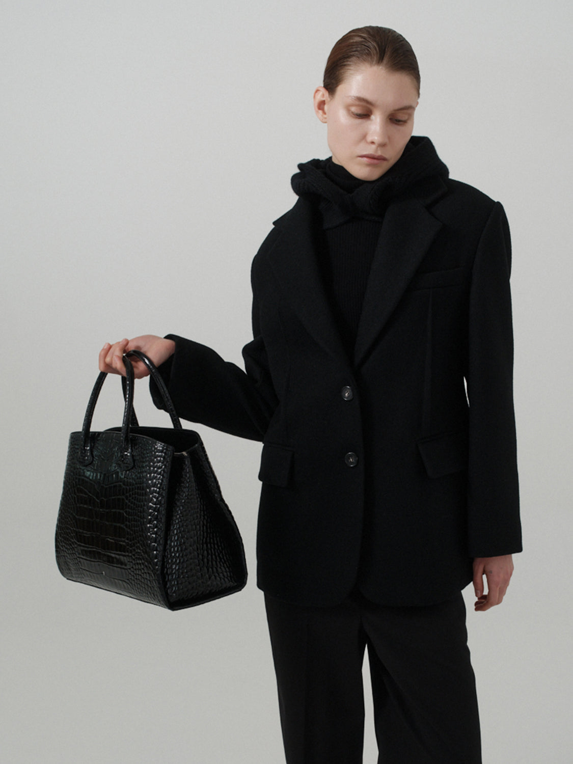 Rufos Bag - Black (Croc Embossed)