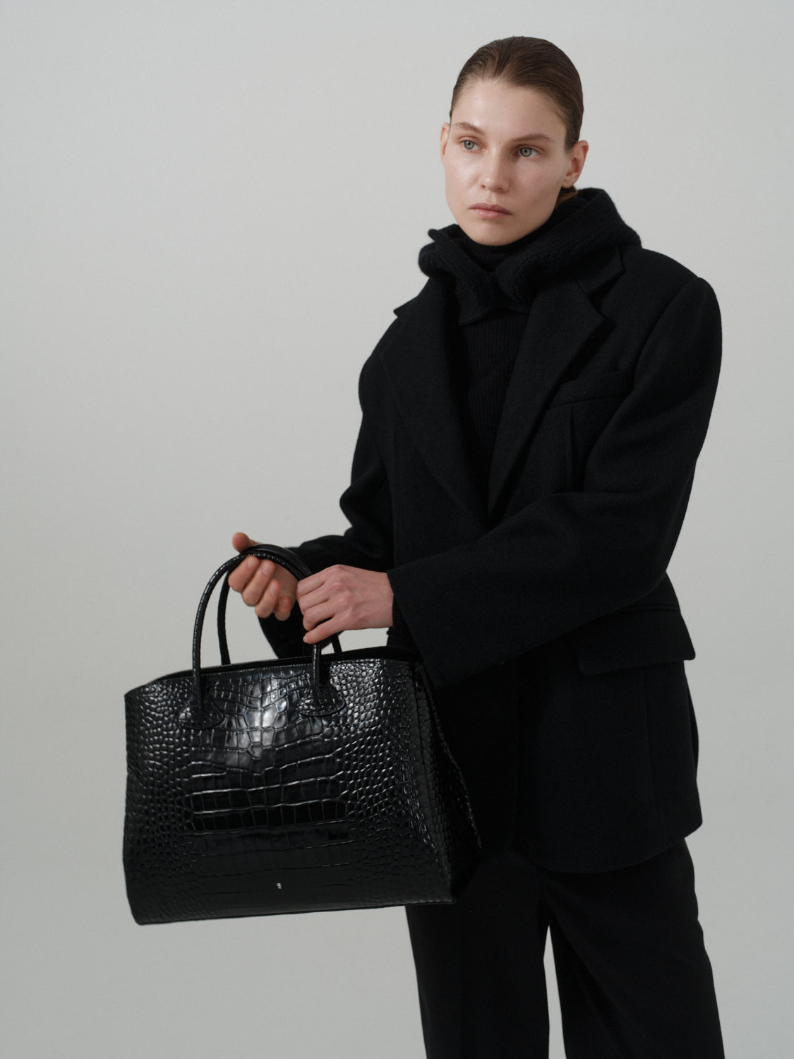 Rufos Bag - Black (Croc Embossed)