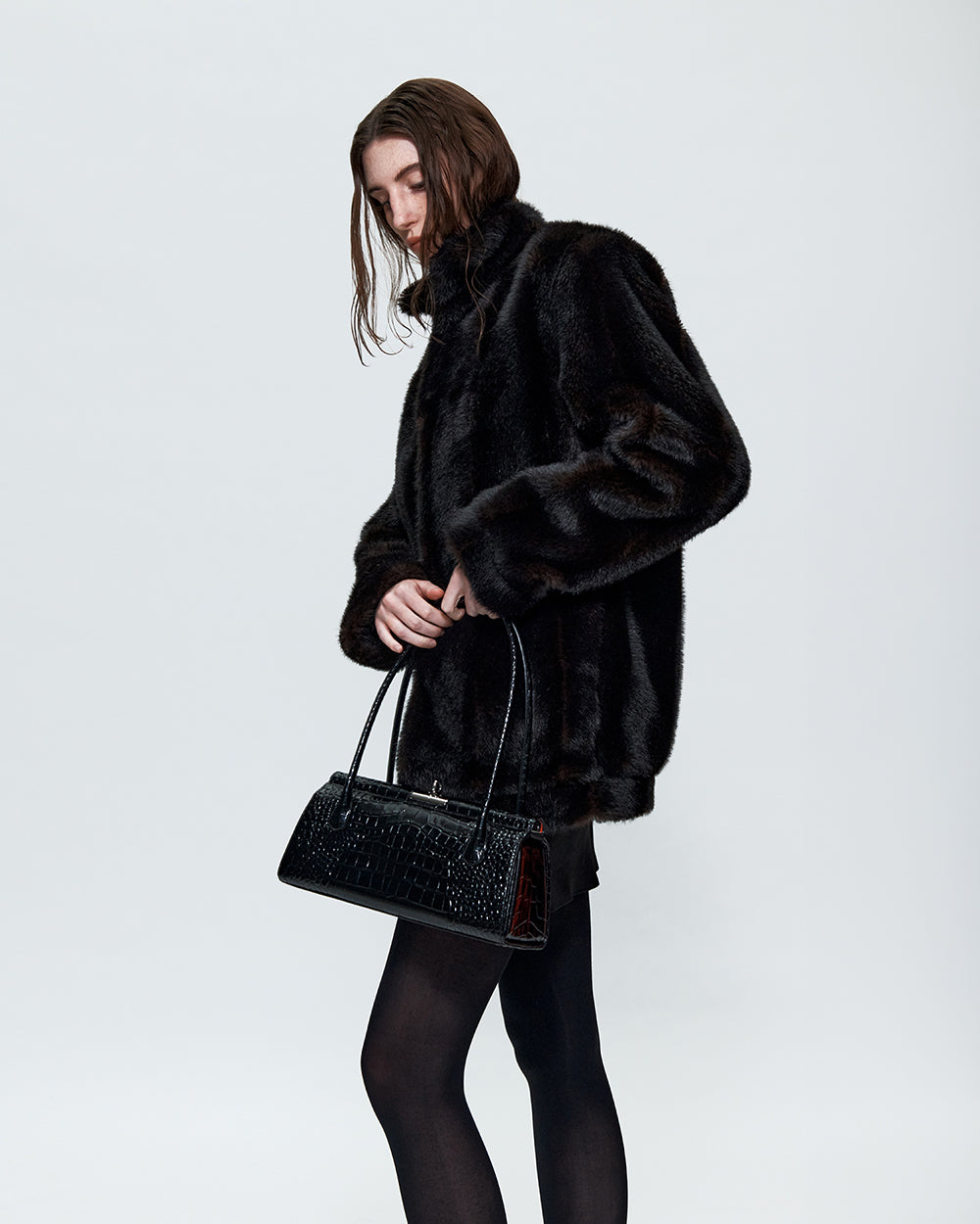 Como Bag - Black (Croc Embossed)