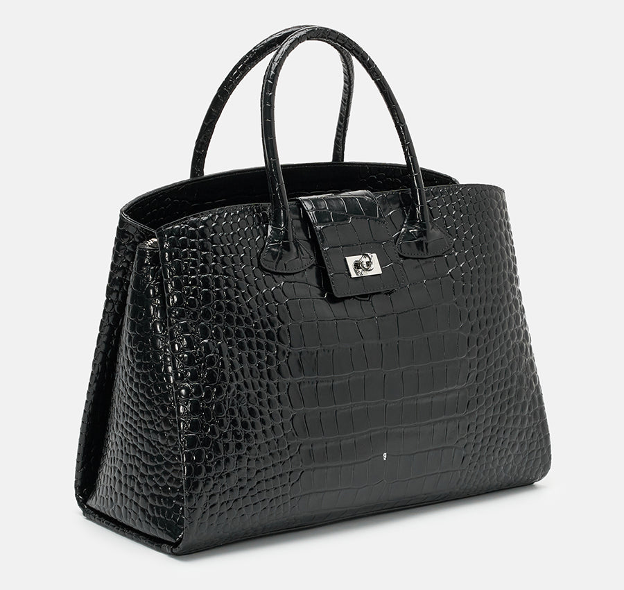 Rufos-LE Bag - Black (Croc Embossed)
