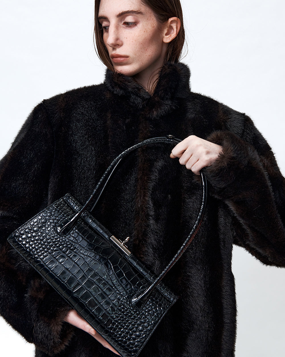 Como Bag - Black (Croc Embossed)