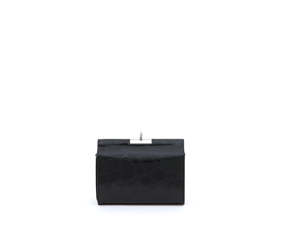 Gemma Bag - Black (Croc Embossed)