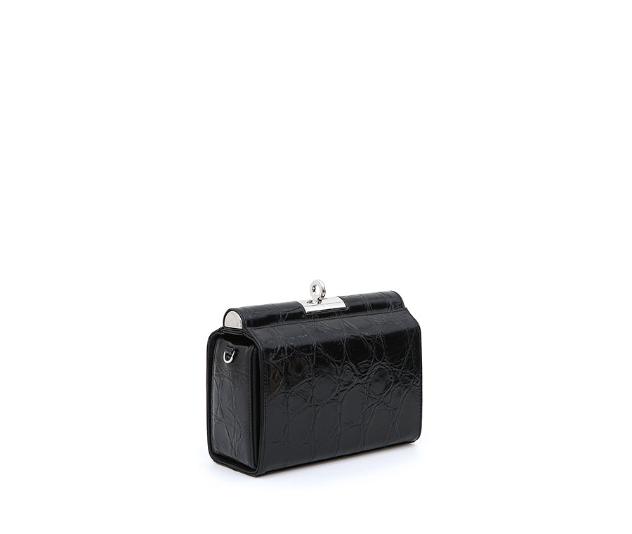 Gemma Bag - Black (Croc Embossed)