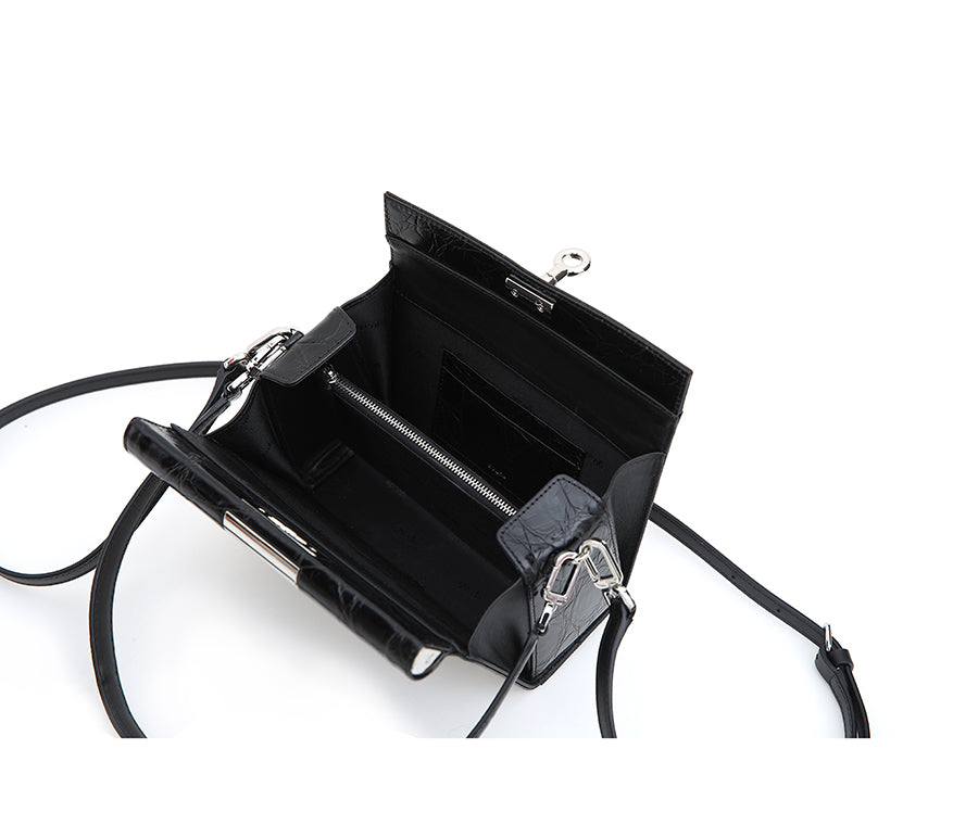 Gemma Bag - Black (Croc Embossed)