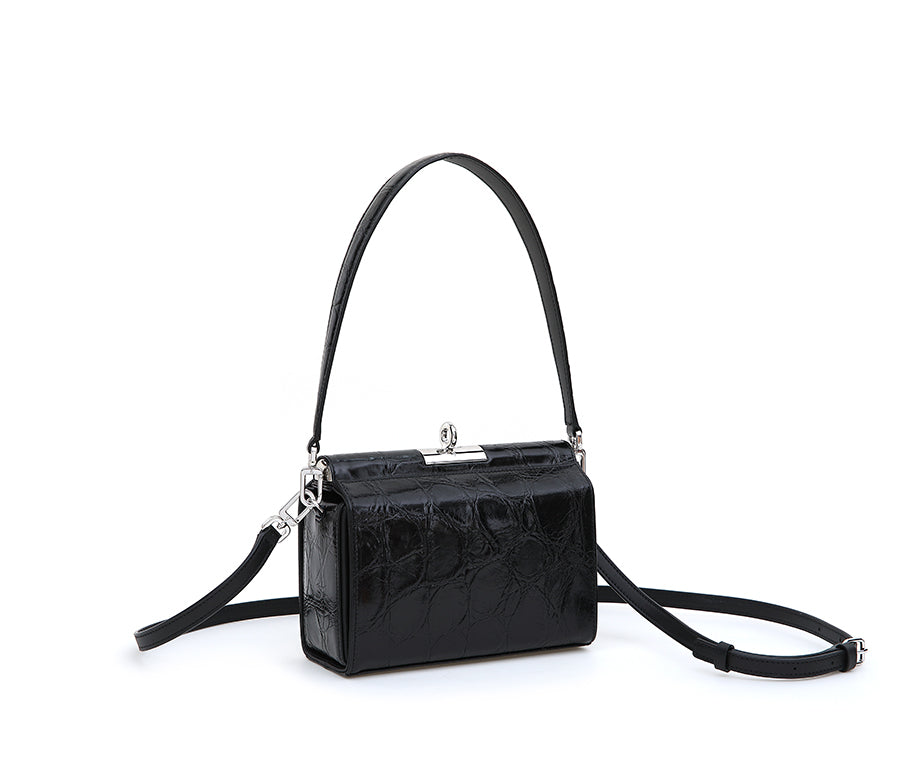 Gemma Bag - Black (Croc Embossed)