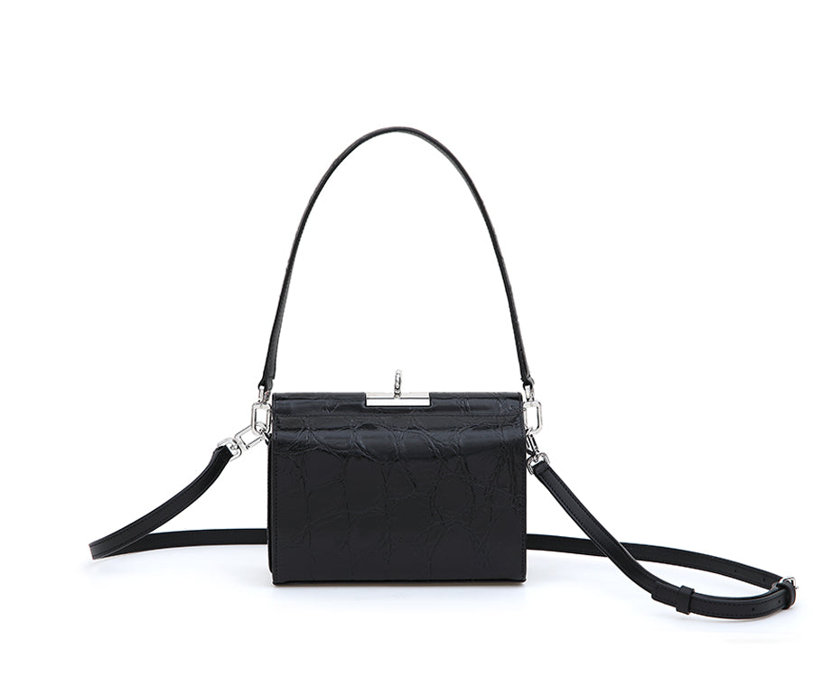 Gemma Bag - Black (Croc Embossed)