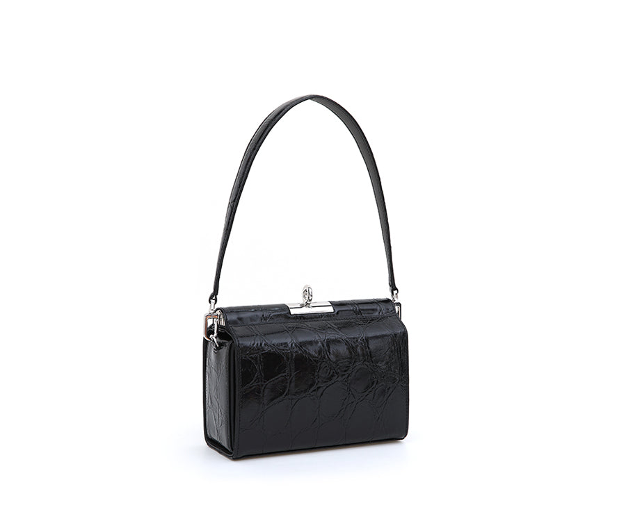 Gemma Bag - Black (Croc Embossed)