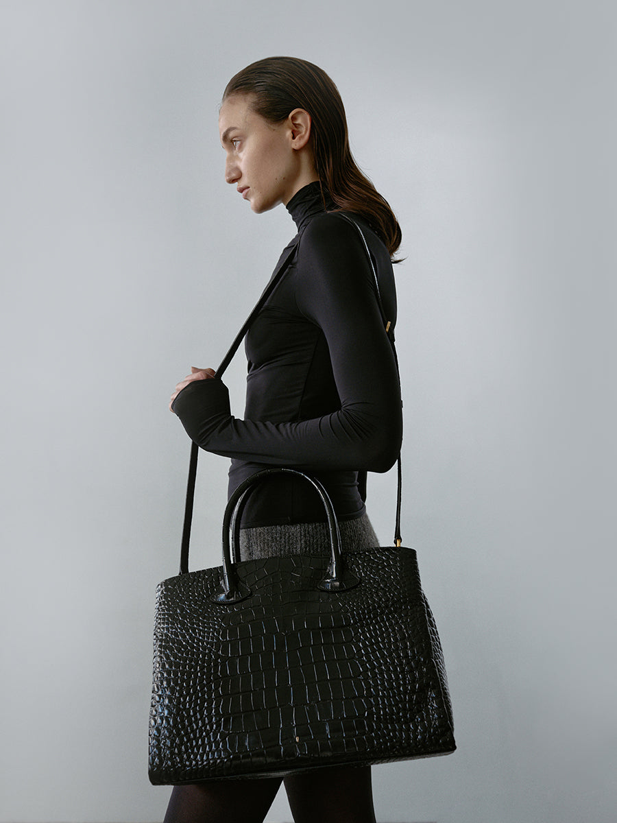 Rufos Bag - Black (Croc Embossed)