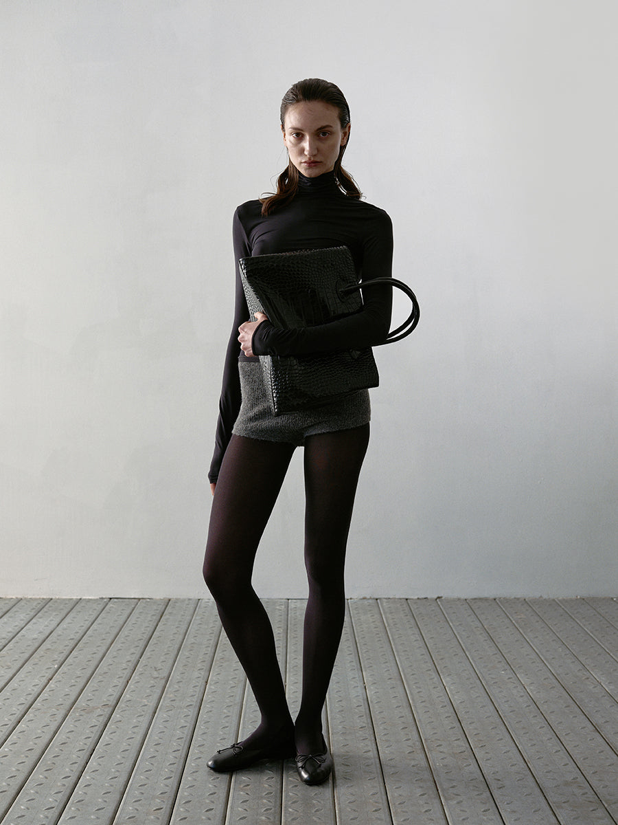 Rufos Bag - Black (Croc Embossed)