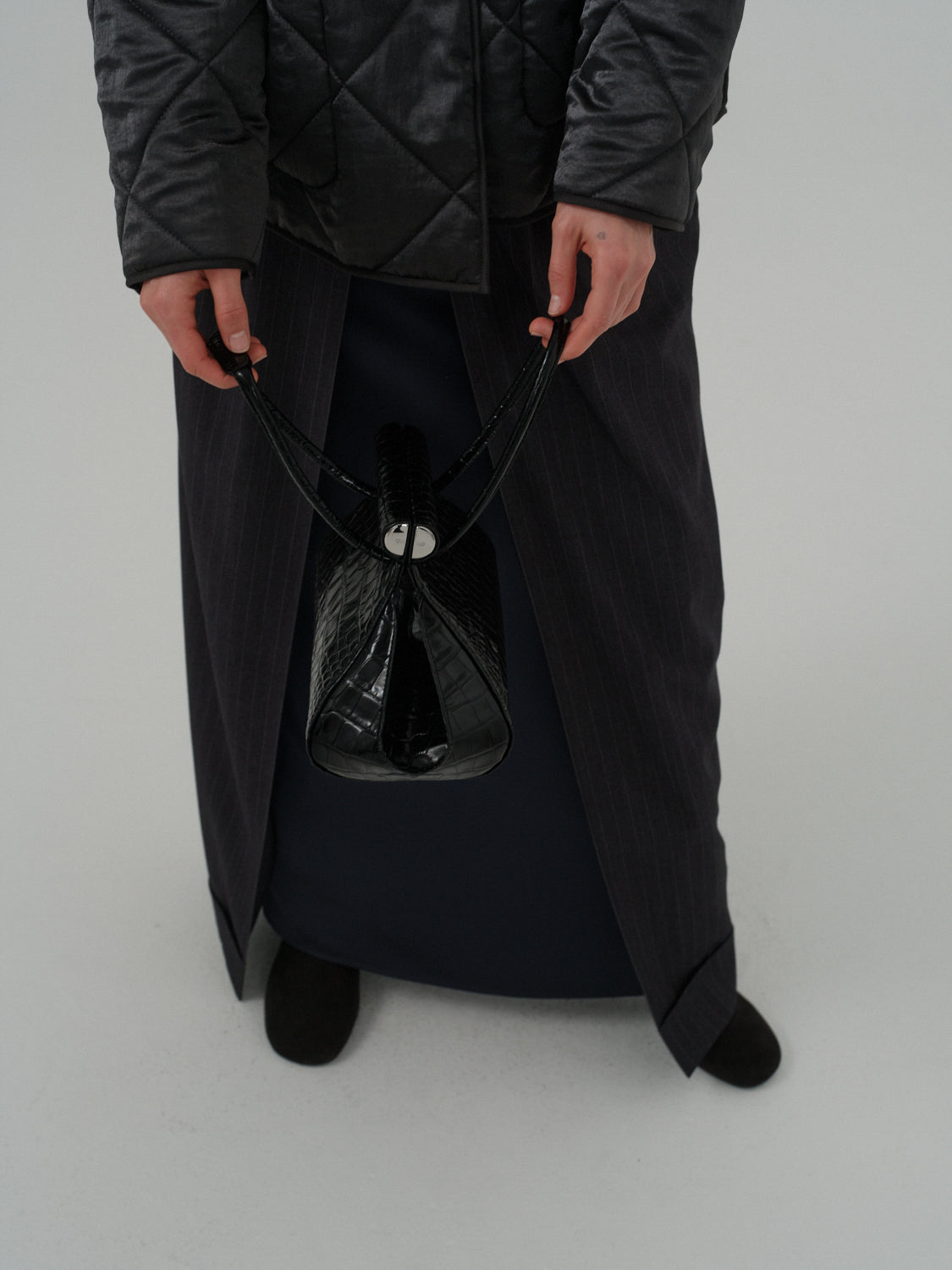 Any Bag - Black (Croc Embossed)
