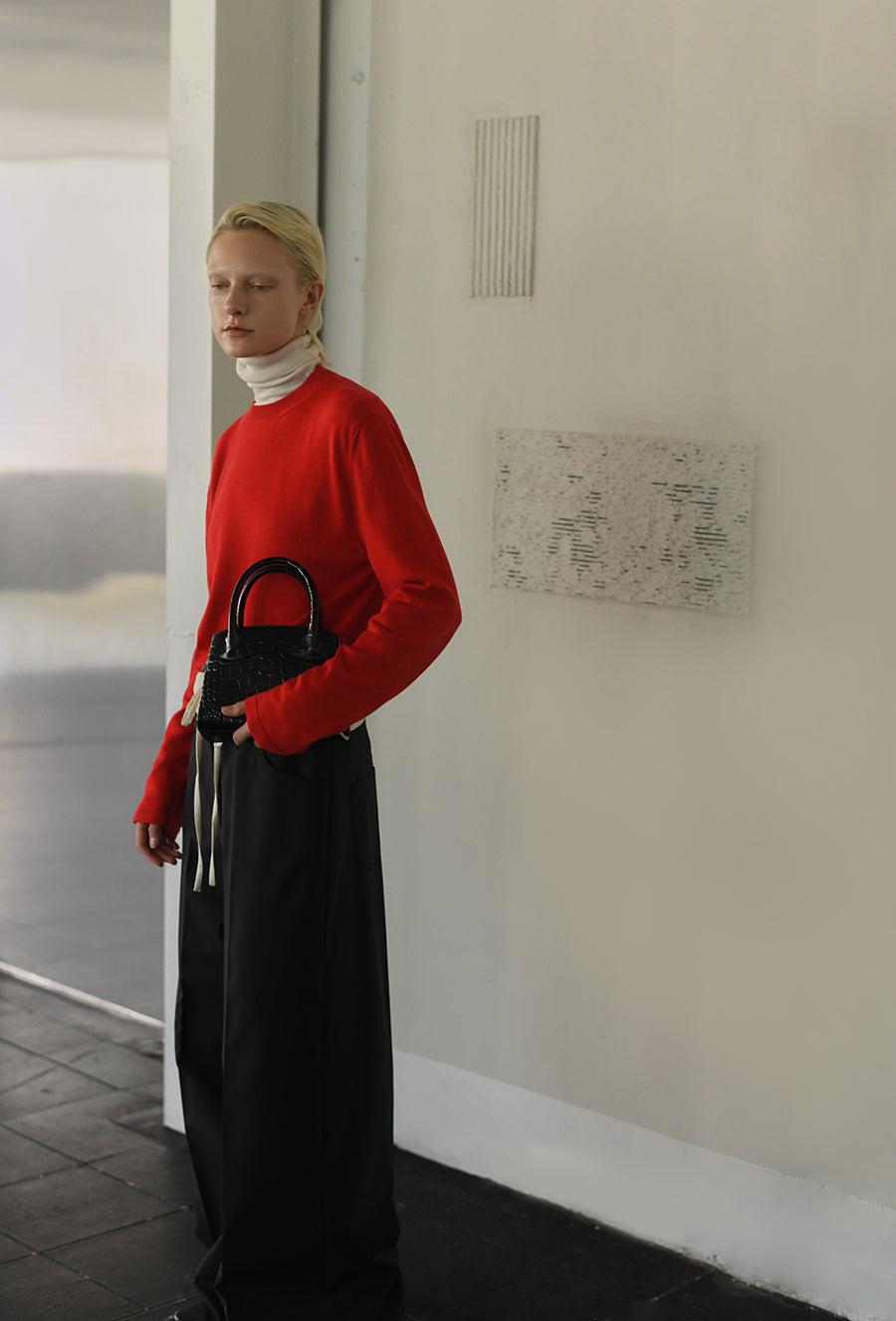 Rufos S Bag - Black (Croc Embossed)