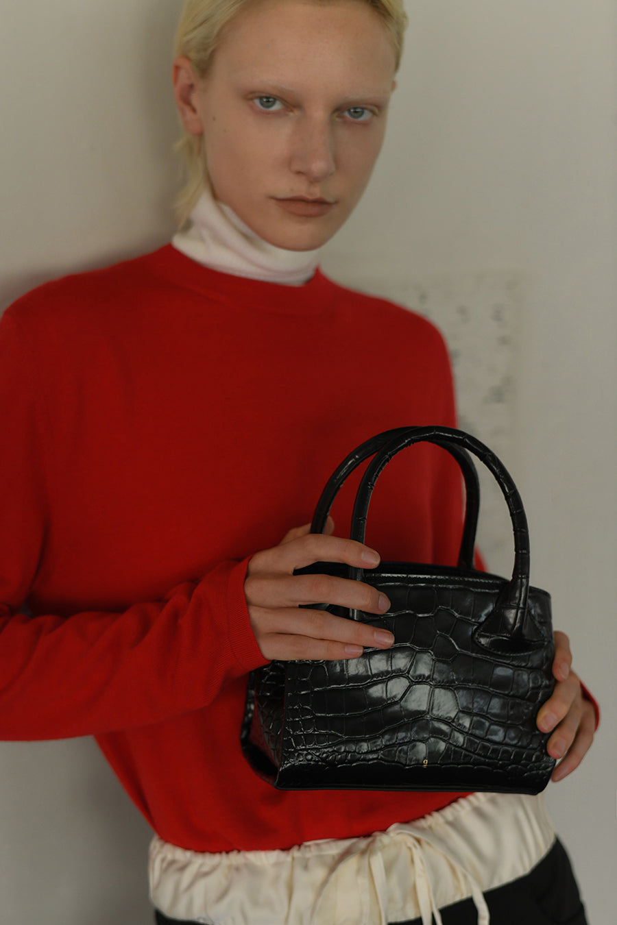 Rufos S Bag - Black (Croc Embossed)