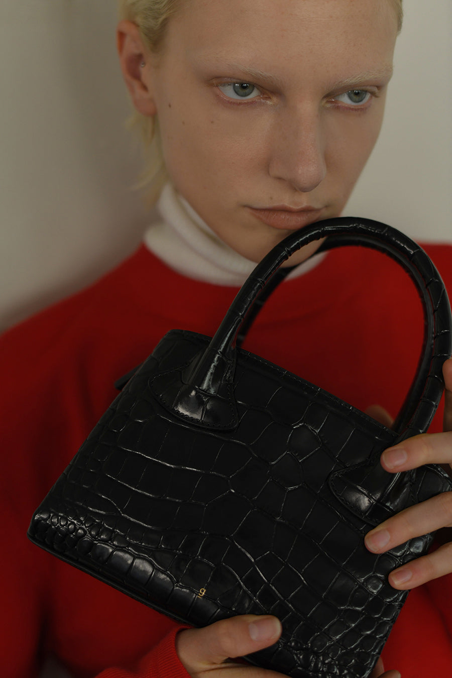 Rufos S Bag - Black (Croc Embossed)