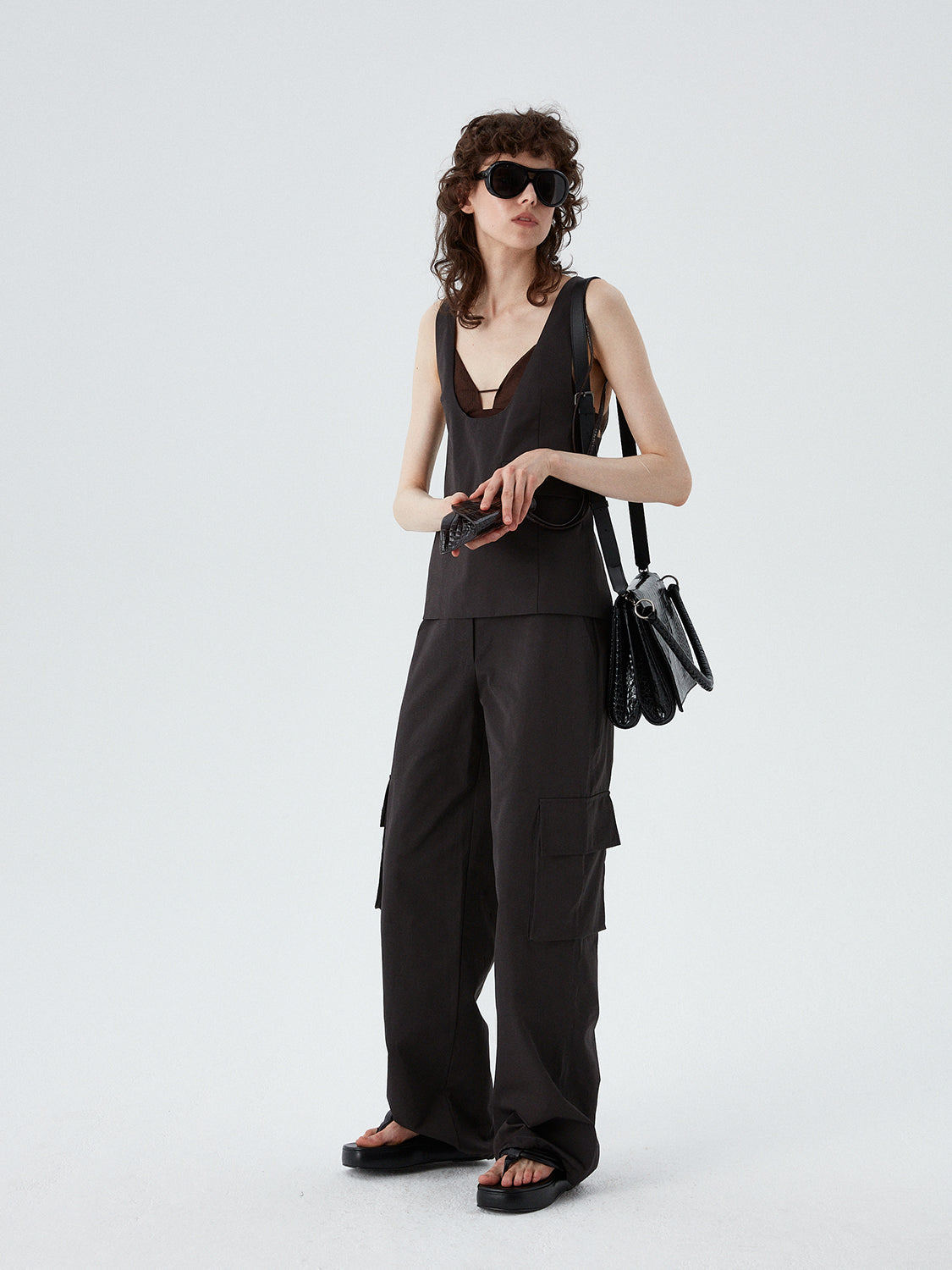 Fame Medium Bag - Black (Croc Embossed)