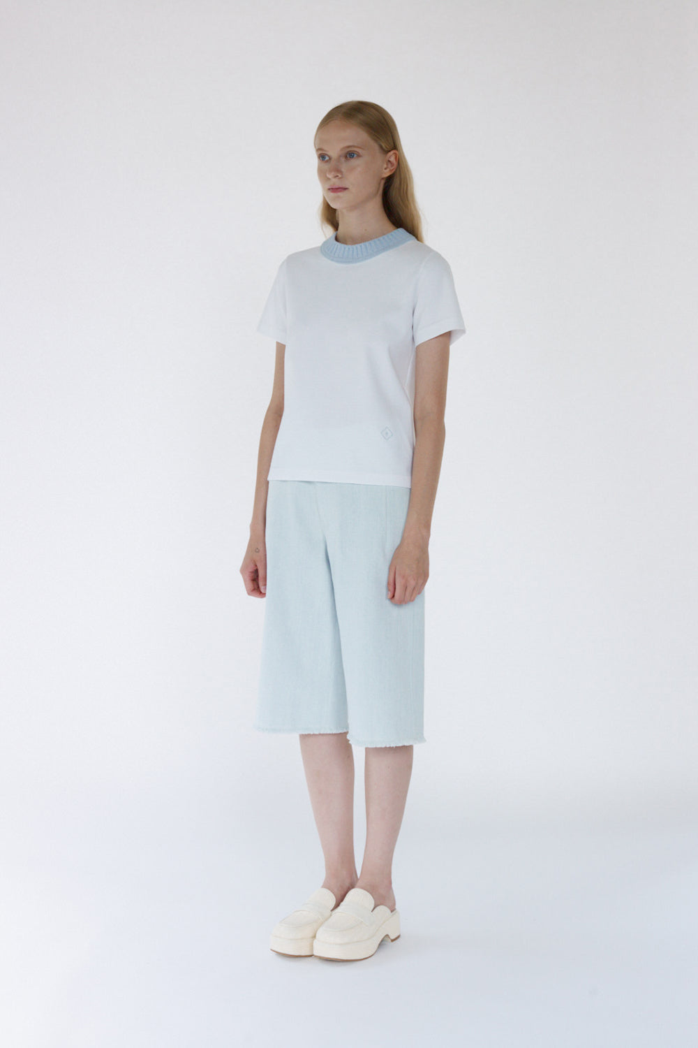 Lina Knit Crewneck Top - Baby Blue