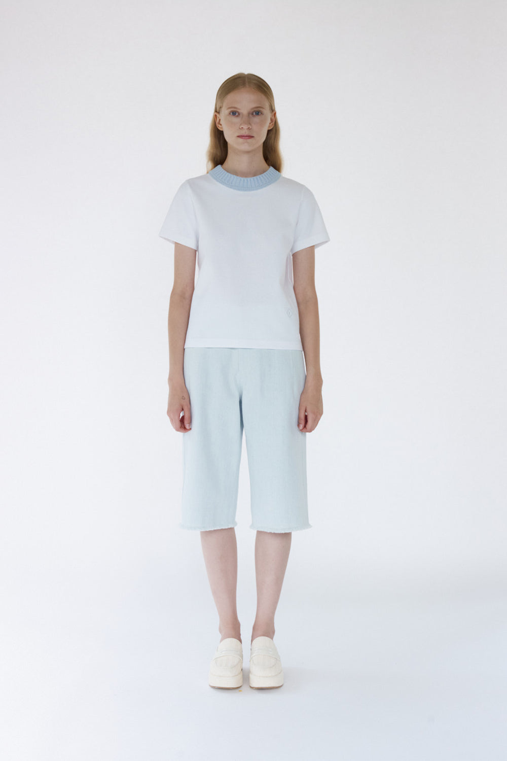 Lina Knit Crewneck Top - Baby Blue
