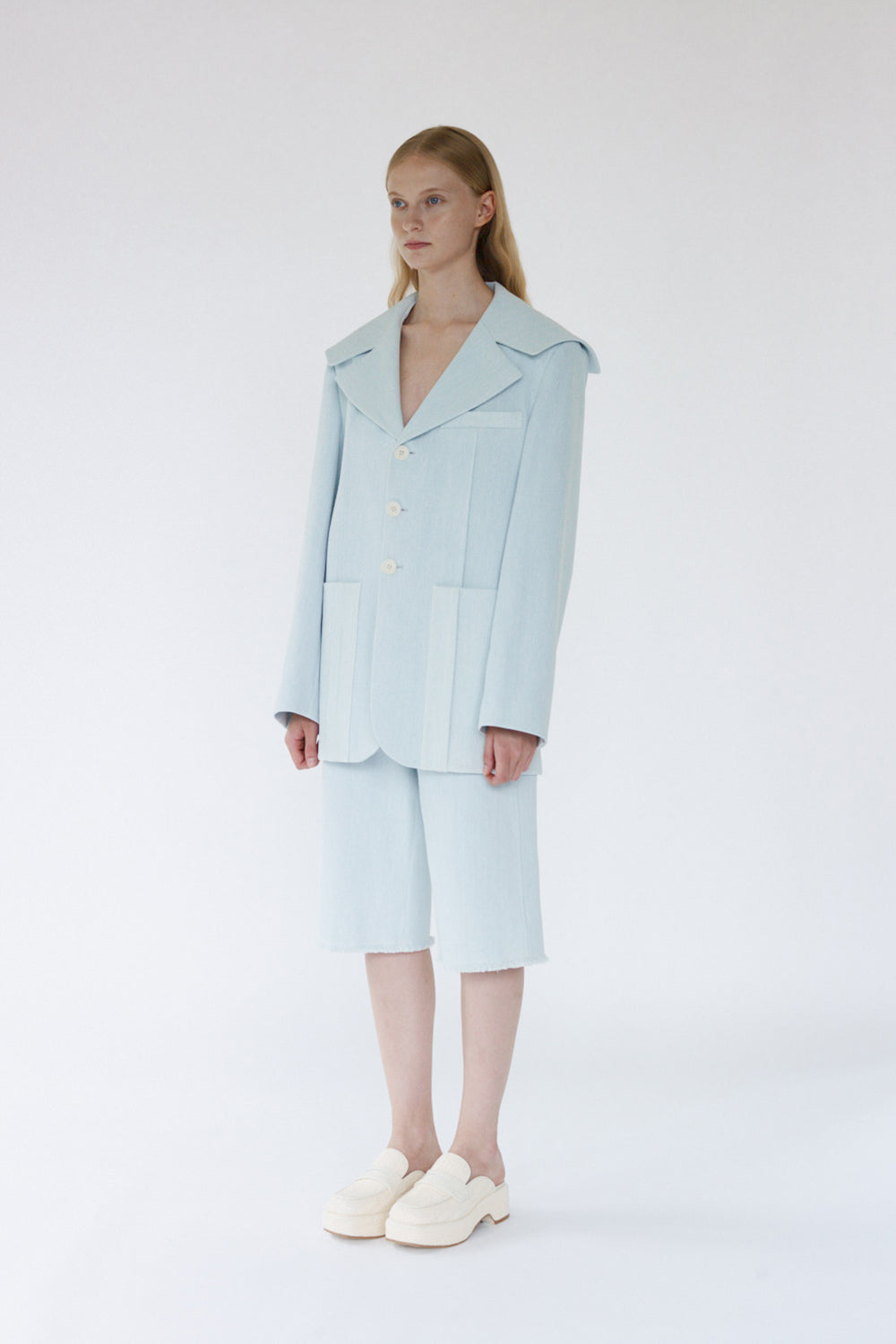 Ella Sailor Collar Jacket - Baby Blue