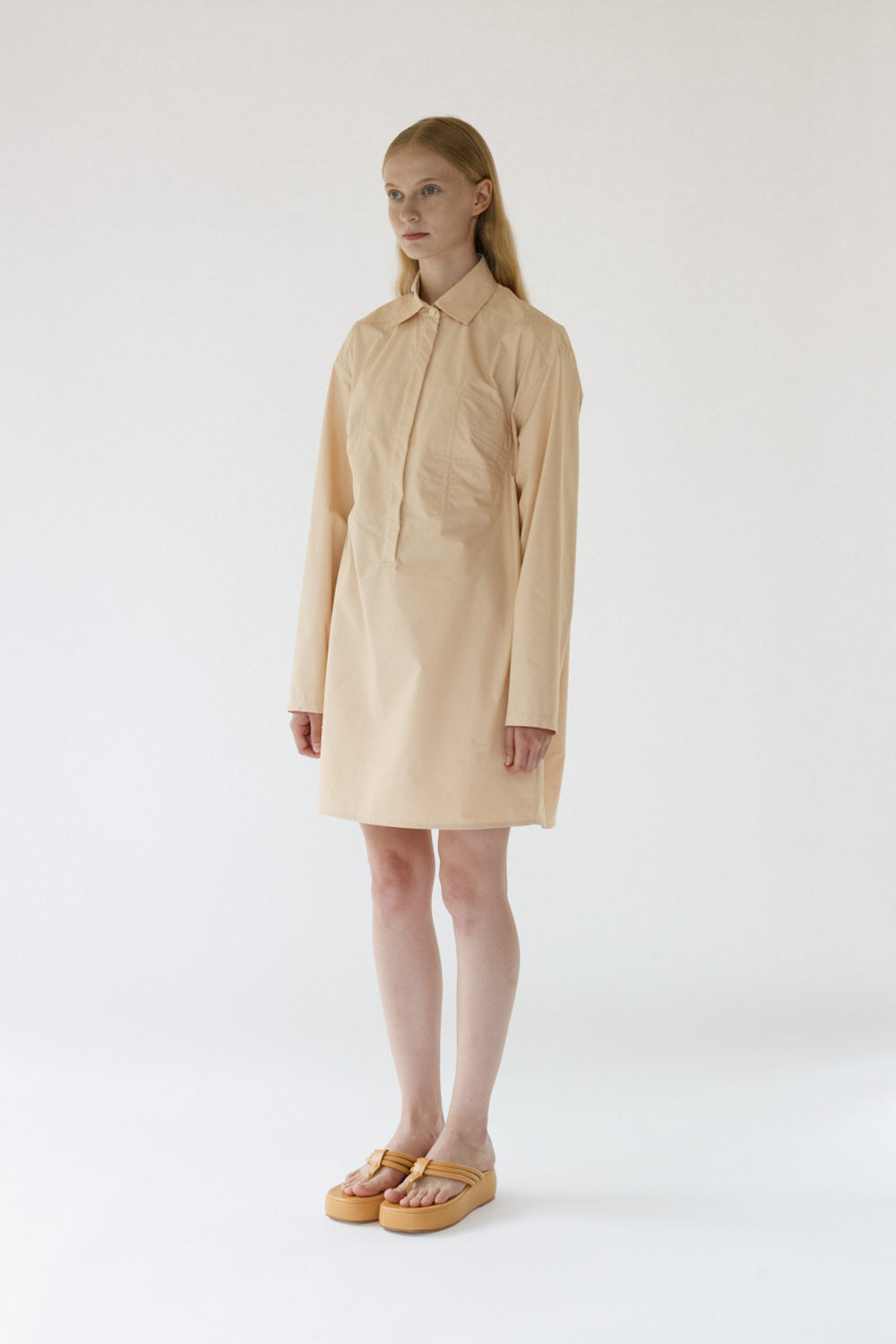 Karina Bustier Shirt Dress - Apricot Crush