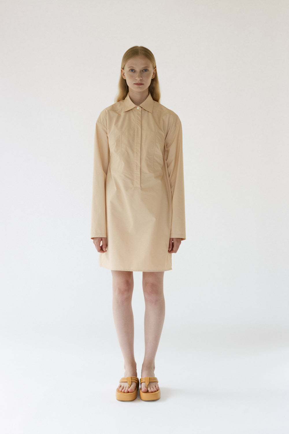 Karina Bustier Shirt Dress - Apricot Crush