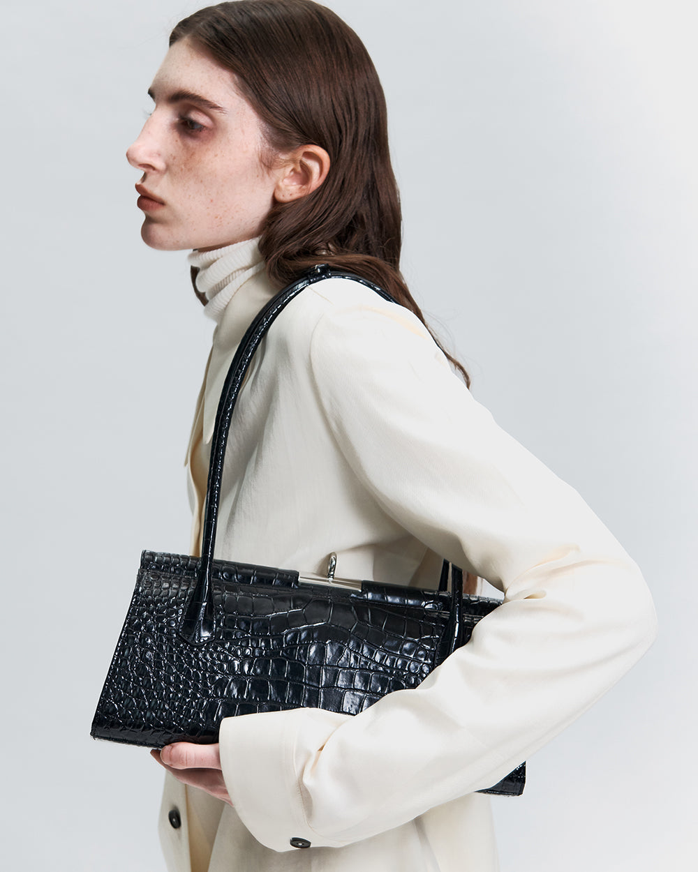 Como Bag - Black (Croc Embossed)