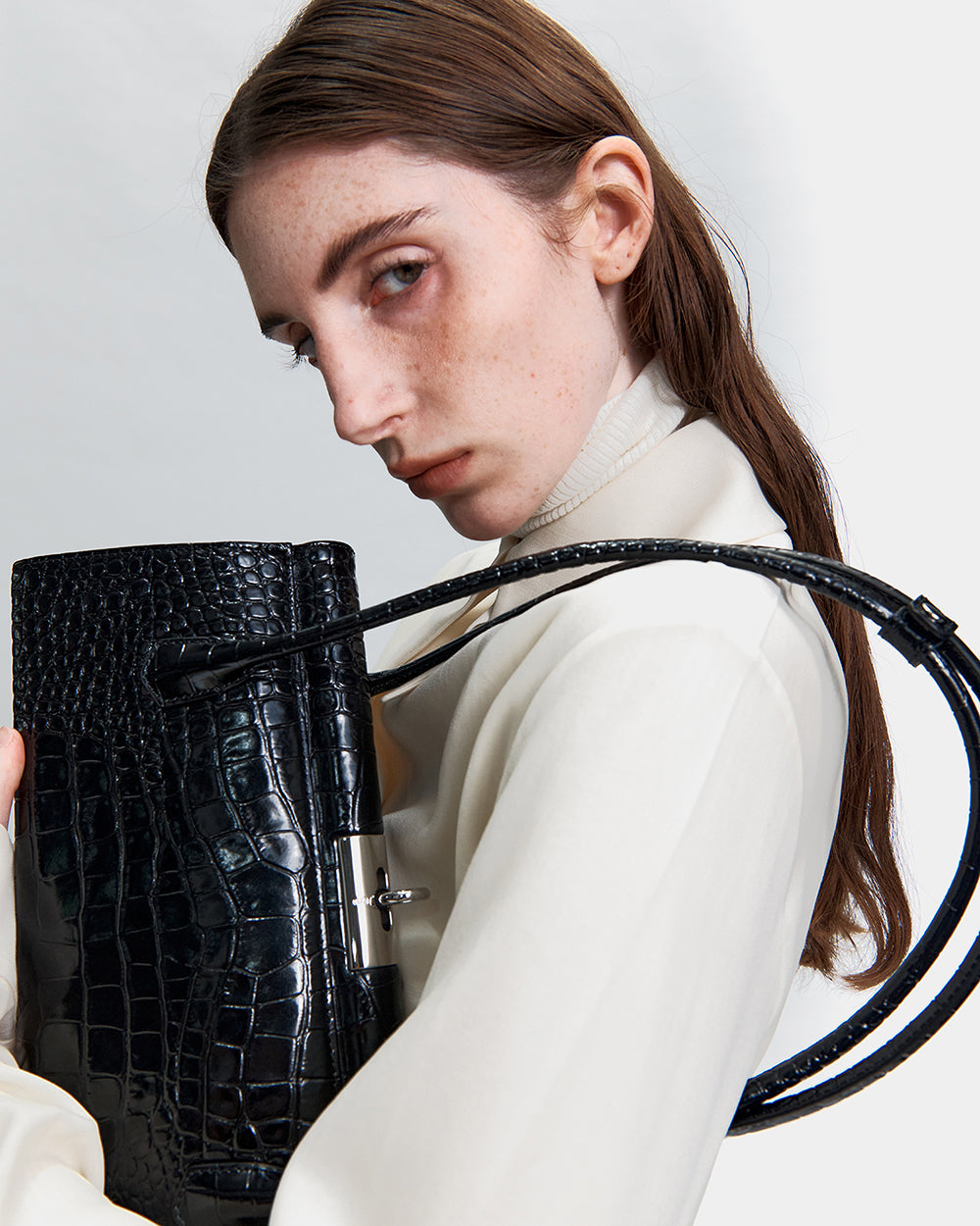 Como Bag - Black (Croc Embossed)