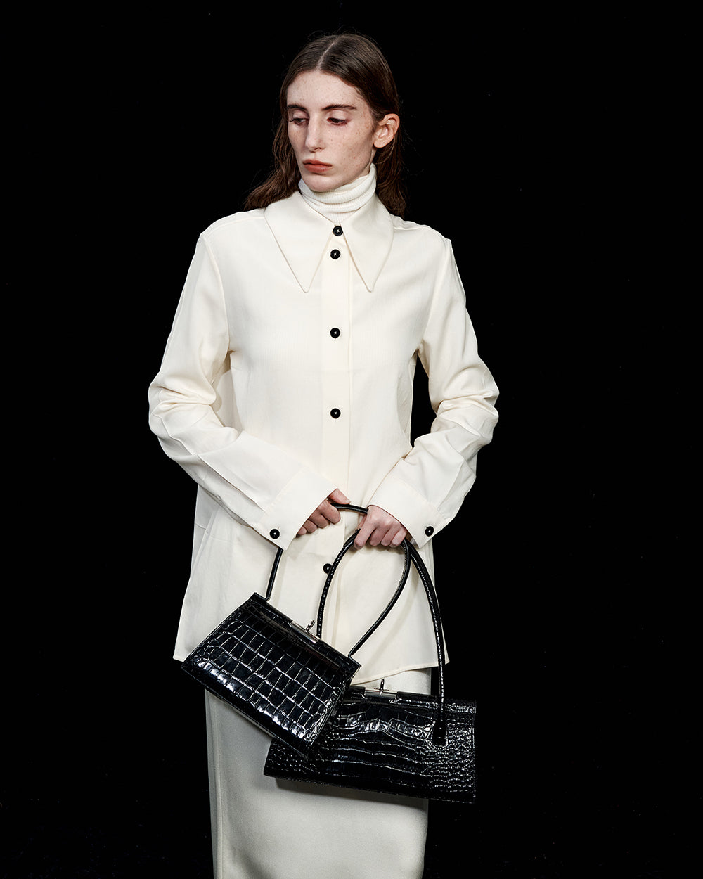 Como Bag - Black (Croc Embossed)