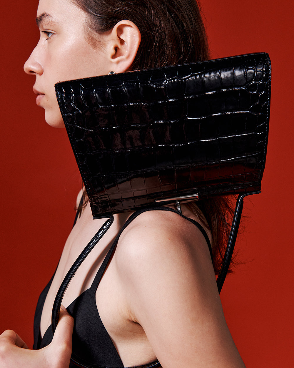 Puglia Bag - Black (Croc Embossed)