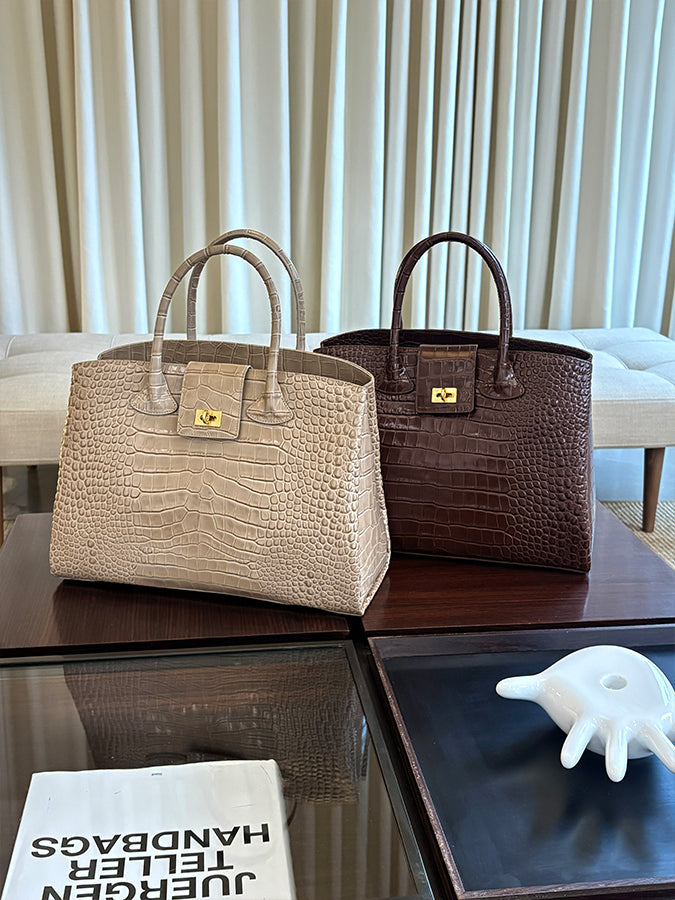 Rufos-LE Bag - Beige (Croc Embossed)