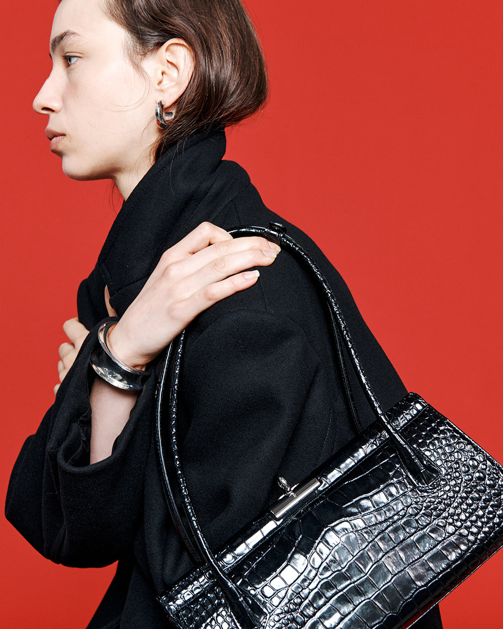 Como Bag - Black (Croc Embossed)