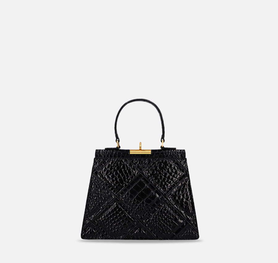 Rose Bag - Black (Croc Embossed)